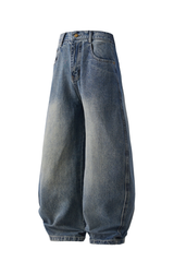 Men's Spring Summer Washed Vintage Wide Curved Jeans