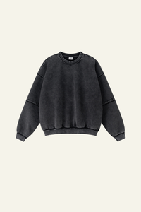 Men's Streetwear Washed Patchwork Pullover