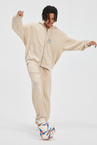 Men's Cotton Streetwear Set:Full Zipper Hooded Jacket  And Sweatpants