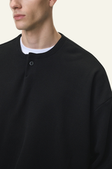 Men's Streetwear Solid Color Relaxed-Fit Henley Pullover