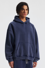Men's Streetwear Vintage Washed Front Pocket Hooded