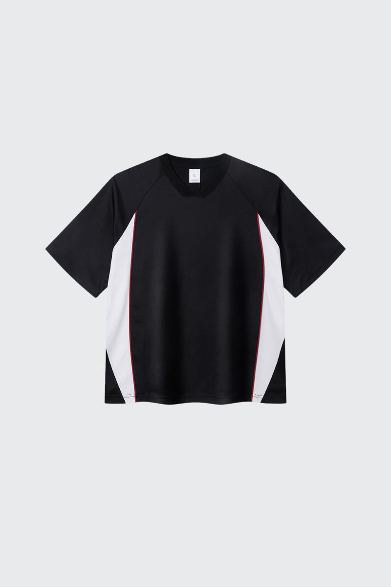 Men's Summer 7A V-Neck Colorblock QuickDry Oversized Tee