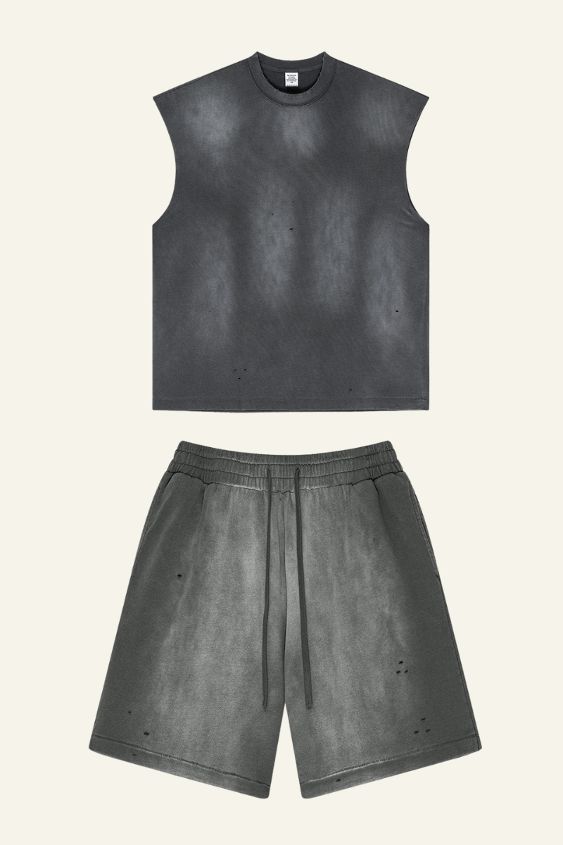 Men's Vintage Gradient Cotton Set:T-shirt And Short