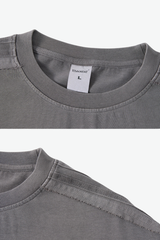 Unisex 275g Cotton Washed Raw Edge Patchwork Sports Tee