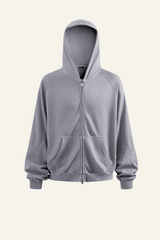 Men's  Streetwear Vintage Washed Full Zipper Hooded Jacket.