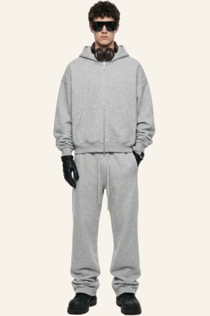 Men's Streetwear Set:Hooded Jacket & Straight Leg Pants