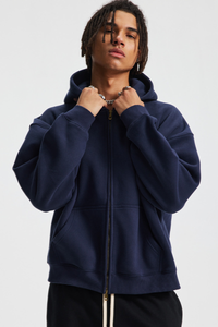 Men's Streetwear Two-Way Zipper Hooded Jacket