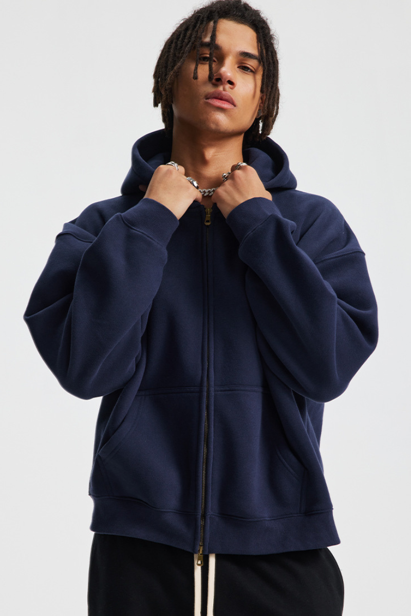 Men's Streetwear Two-Way Zipper Hooded Jacket
