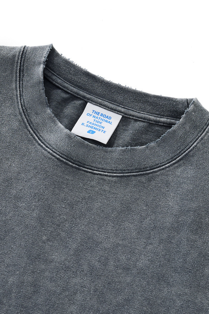 Men's Cotton Frayed Streetwear Washed T-Shirt