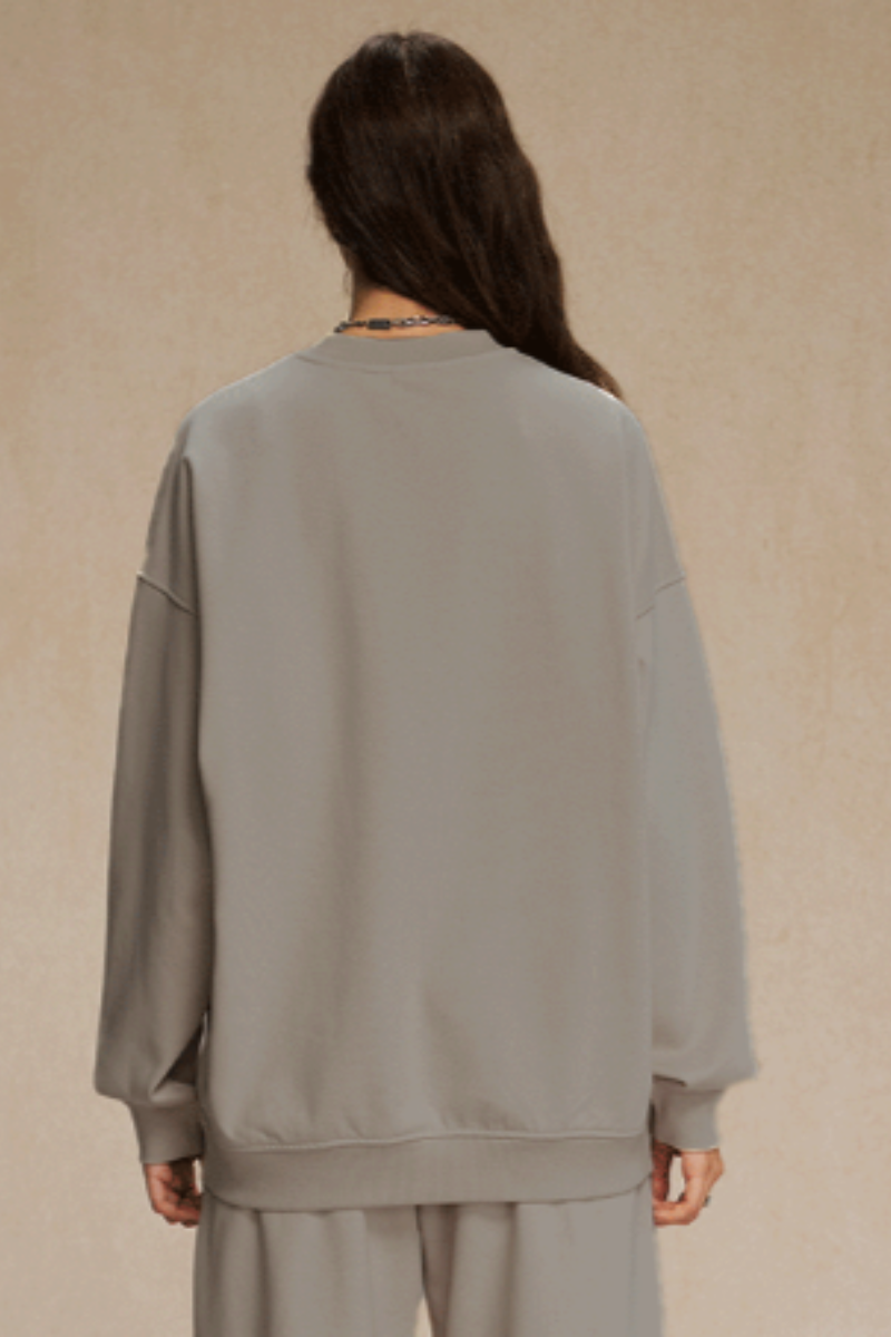Women's Streetwear Relaxed Drop-Shoulder Solid Pullover