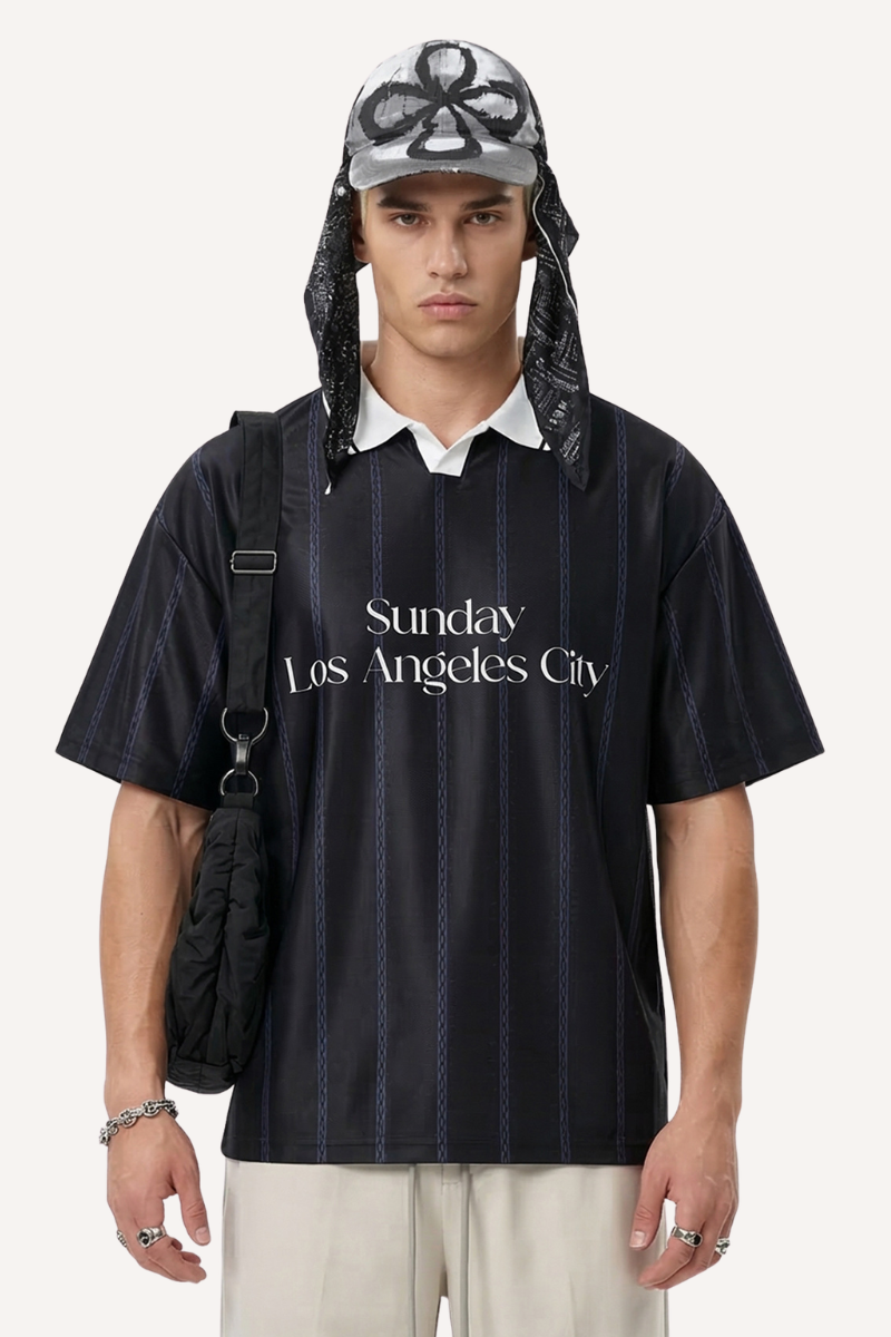 Men's Spring Summer Retro Acetate Stripe Colorblock Polo
