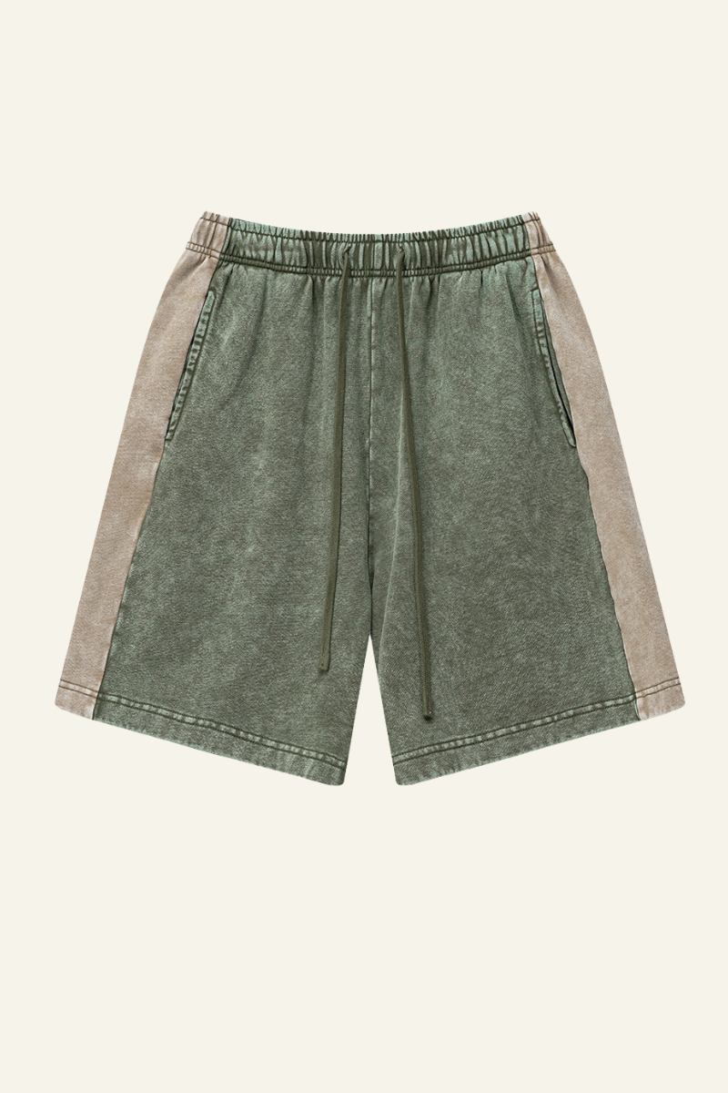 Men's Cotton Streetwear Color-Block Vintage Patchwork Shorts