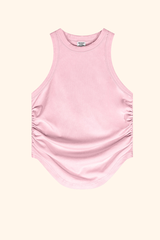 Women's Spring Summer 235g Washed Crewneck Ruched Tank