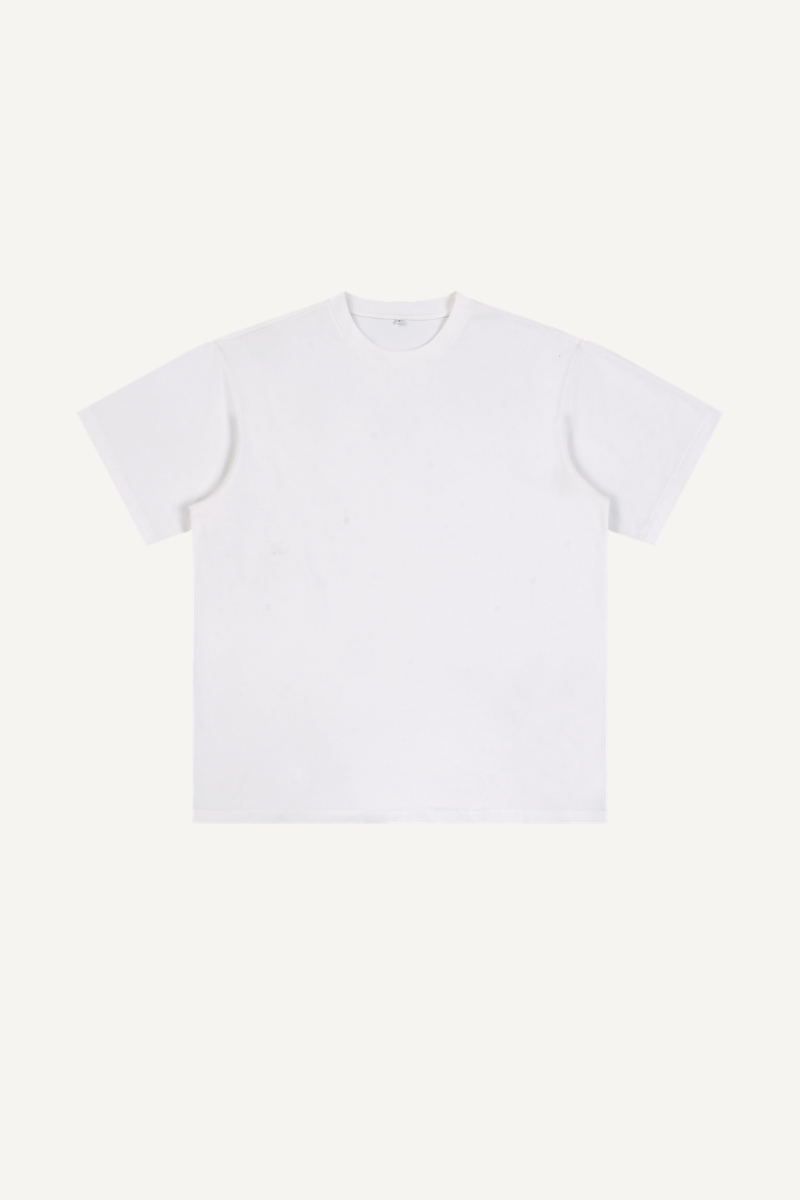 Men's Summer 260g Solid Cotton Loose Cuffed Tee