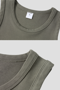 Men's 300g Heavy Raw Edge Earth Tone Moisture Wicking Tank