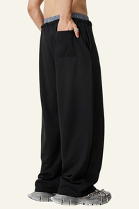 Men's Streetwear Double-Waistband Straight Leg pants.