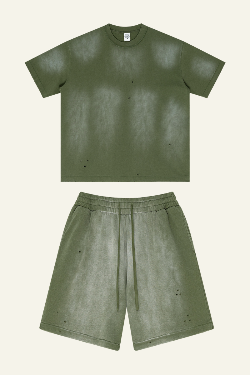 Men's Streetwear Cotton Set:Sleeveless T-shirt And Short