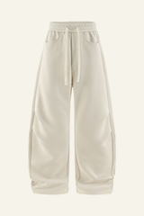 Men's Streetwear Double-pleated Curved  Pants