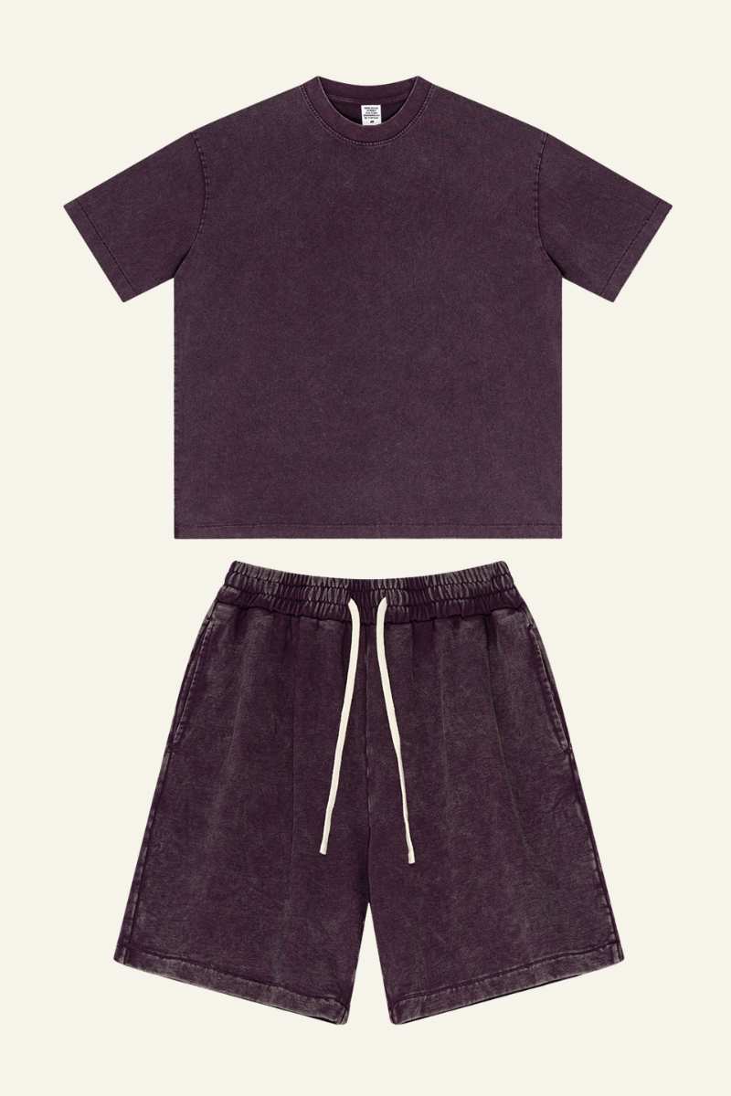 Women's Cotton Dopamine Set: T-shirt & Athletic Wear Short