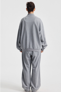 Women's Cotton Streetwear Set:Stand Collar Jacket And Wide-Leg Pant