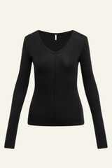 Women's V-Neck Tencel-Wool Stretch Relaxed-Fit T-Shirt