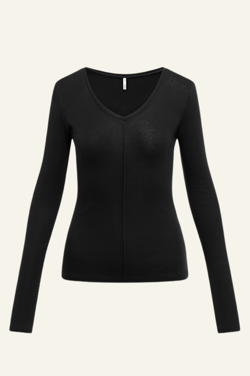 Women's V-Neck Tencel-Wool Stretch Relaxed-Fit T-Shirt