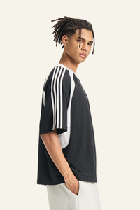 Men's  Cotton Side Striped Color Block Streetwear T-shirt.