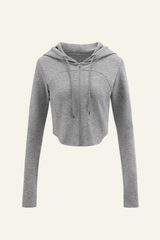 Women's Streetwear Cropped Finger Cuffs Hooded Jacket