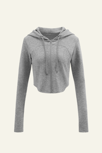 Women's Streetwear Cropped Finger Cuffs Hooded Jacket