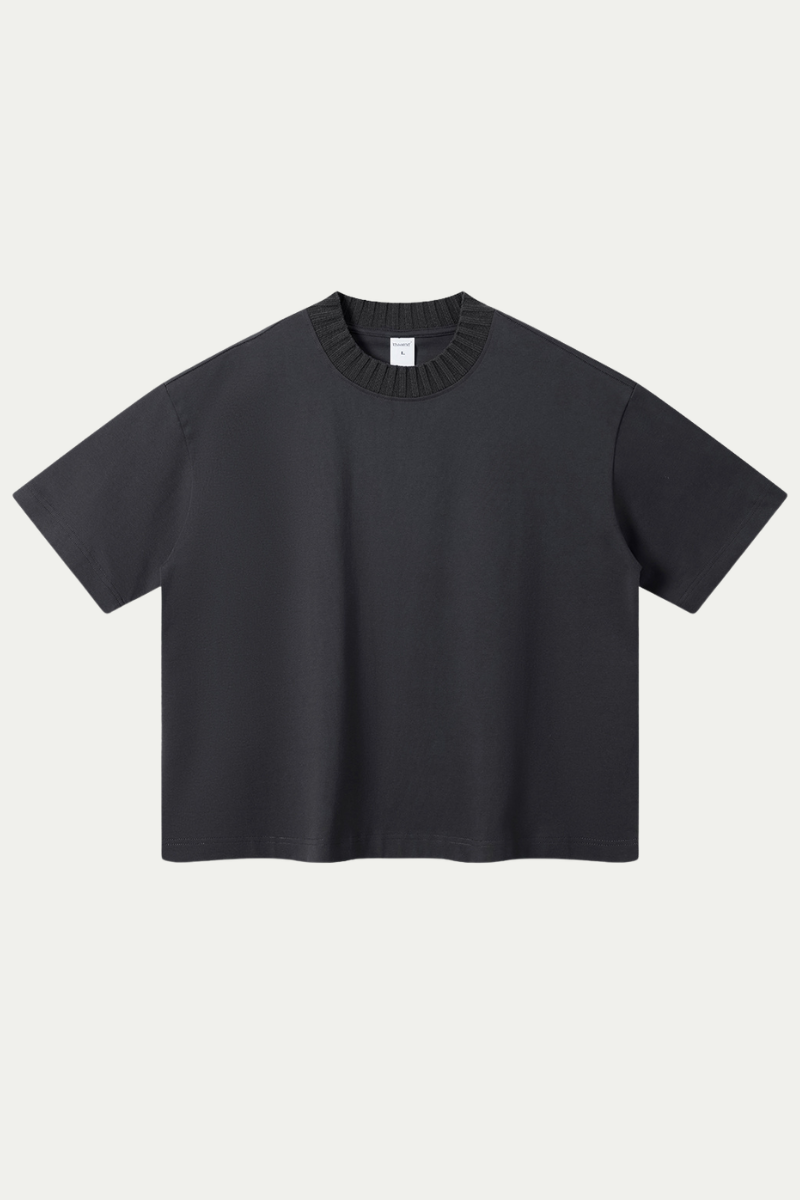 Women's 305g Cotton Colorblock Knit Boxy Crewneck Tee