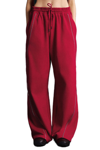 Unisex Fall 365g Reflective Stripe Loose Straight Sweatpants
