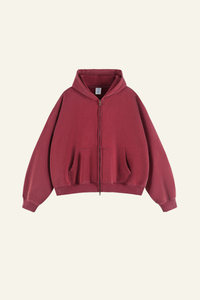 Men's Heavyweight Washed Full Zipper Hooded Jacket