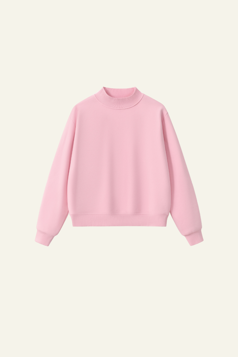 Women's Streetwear Stand-Collar Solid Mock Neck Sweatshirt