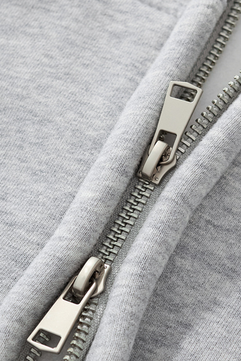 Women's  Fleece-lined Double-Zipper Cropped Hooded Jacket