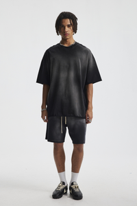 Men's Cotton Gradient Set: Loose-fitting T-shirt And Short