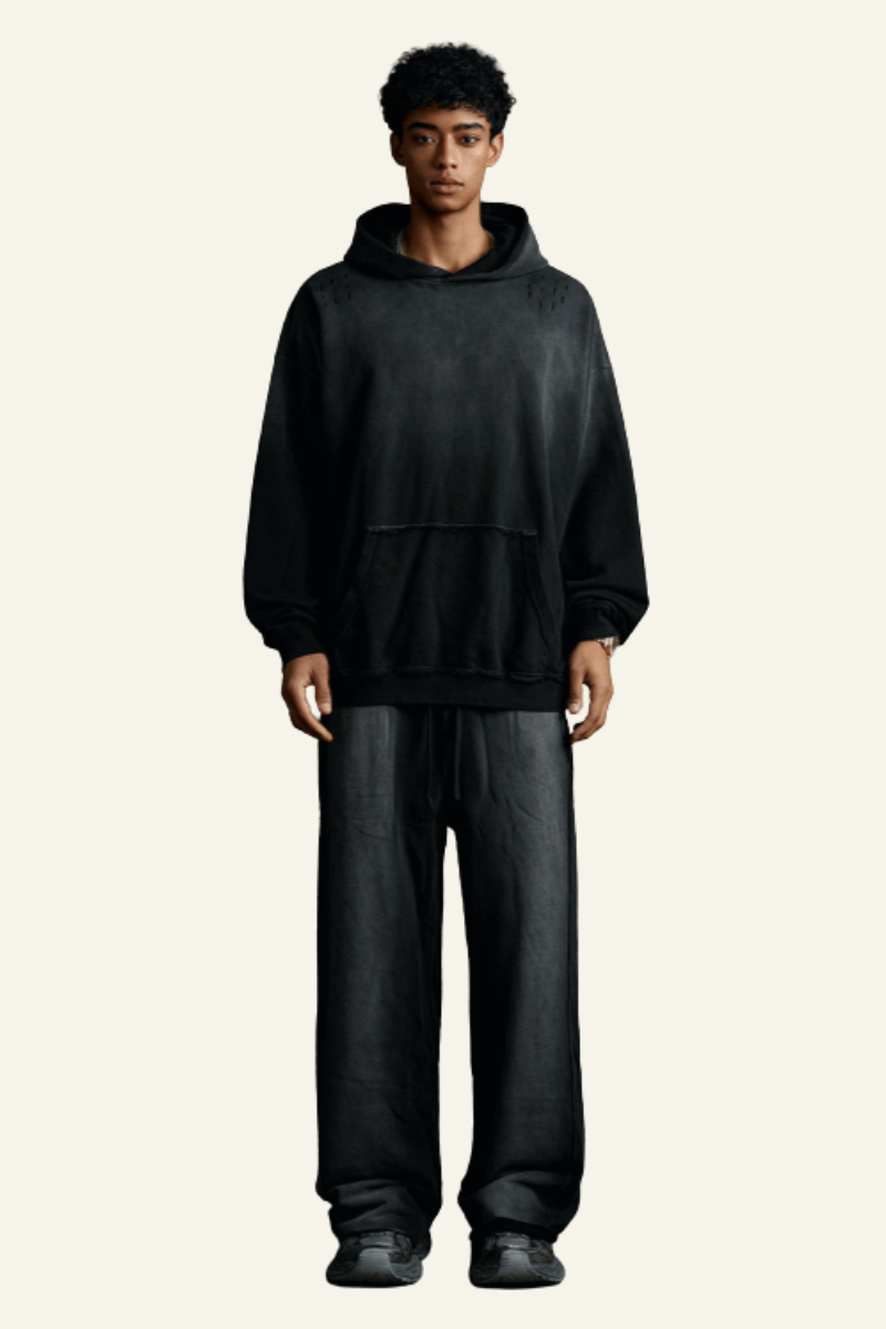 Men's Cotton Gradient Color Set:Hoodie And Casual Pants