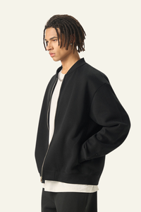 Men's Streetwear Stand Collar Fleece-Lined Zipper Jacket