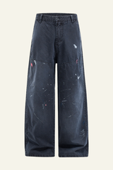 Men's Cotton Vitage Hand-painted Washed Wide Leg Pants