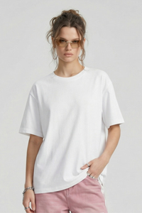 Women's 250g Cotton Double Layer Crewneck Basic Set-in Tee