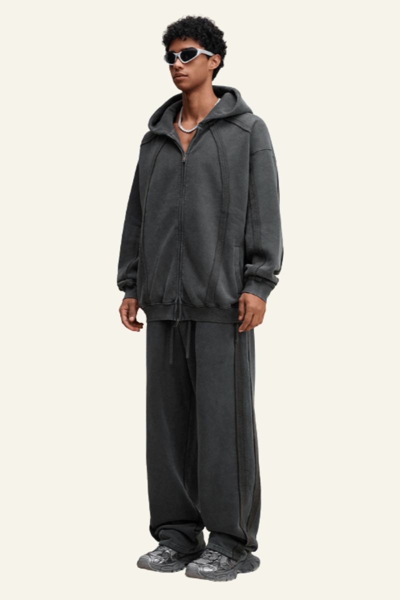 Men's Streetwear Retro Set:Jacket & Straight Leg Pants