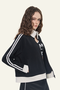 Women's Streetwear Vintage Stand-Collar Side-Striped Jacket