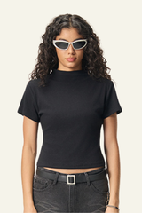 Women's Streetwear  High-neck Slim  Dopamine  T-shirt