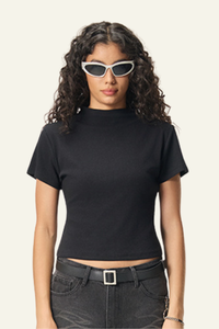 Women's Streetwear  High-neck Slim  Dopamine  T-shirt
