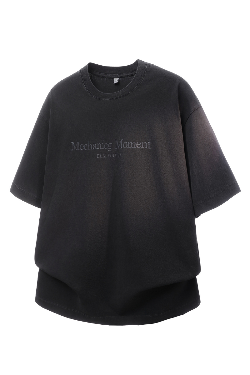 Men's Summer Cotton Washed Print Crewneck Tee