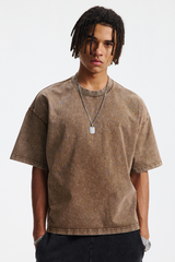 Men's Cotton Streetwear Washed Distressed T-shirt