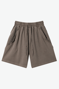 Men's 330g Cotton Washed Elastic Raw Stripe Webbing Shorts