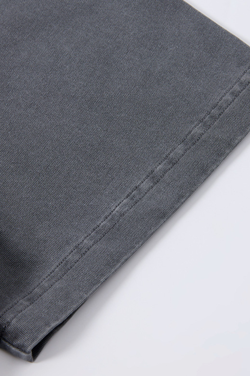Men's Summer 285g Cotton Washed Rivet Ribbed Oversized Tee
