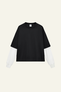 Men's  Cotton  Faux-Two-Piece Long Sleeve T-shirt