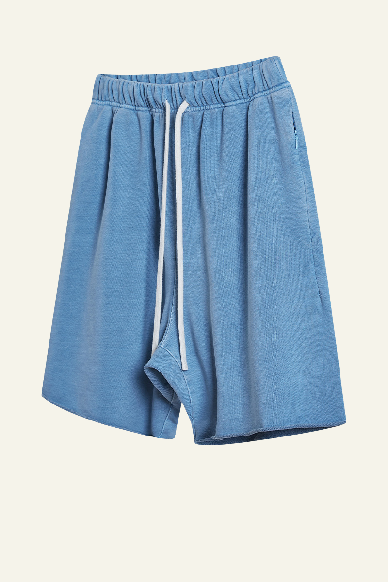 Men's Vintage Washed Cotton Frayed-Hem Shorts