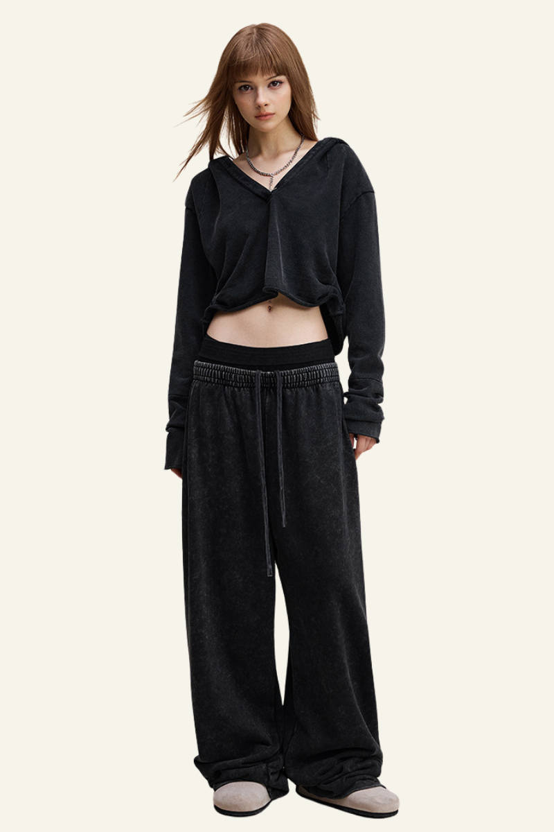 Women's Vintage Streetwear Set:Hoodie & Casual Pants